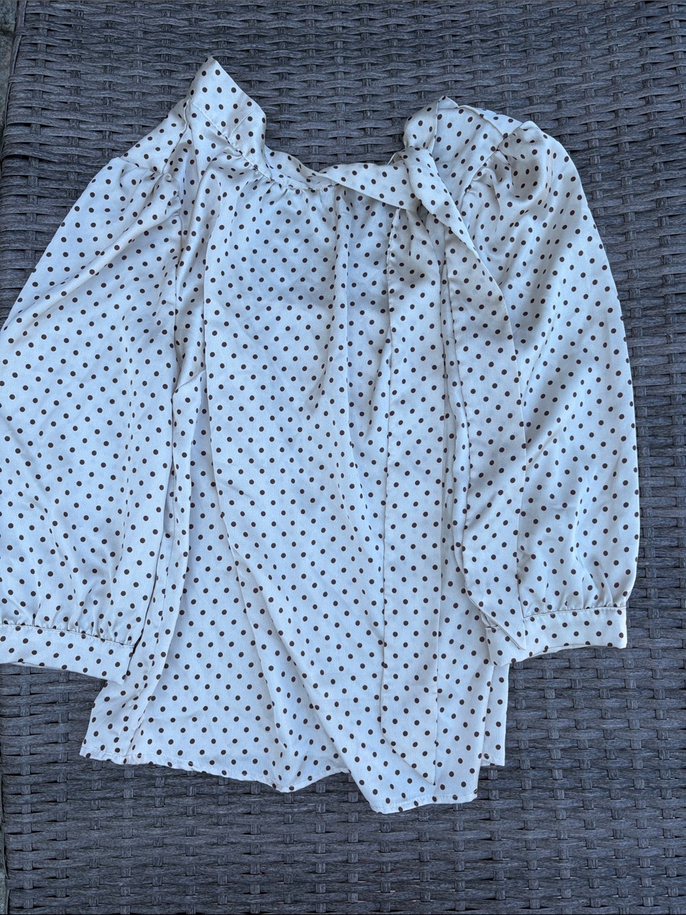 Off-Shoulder White Polka Dot Blouse